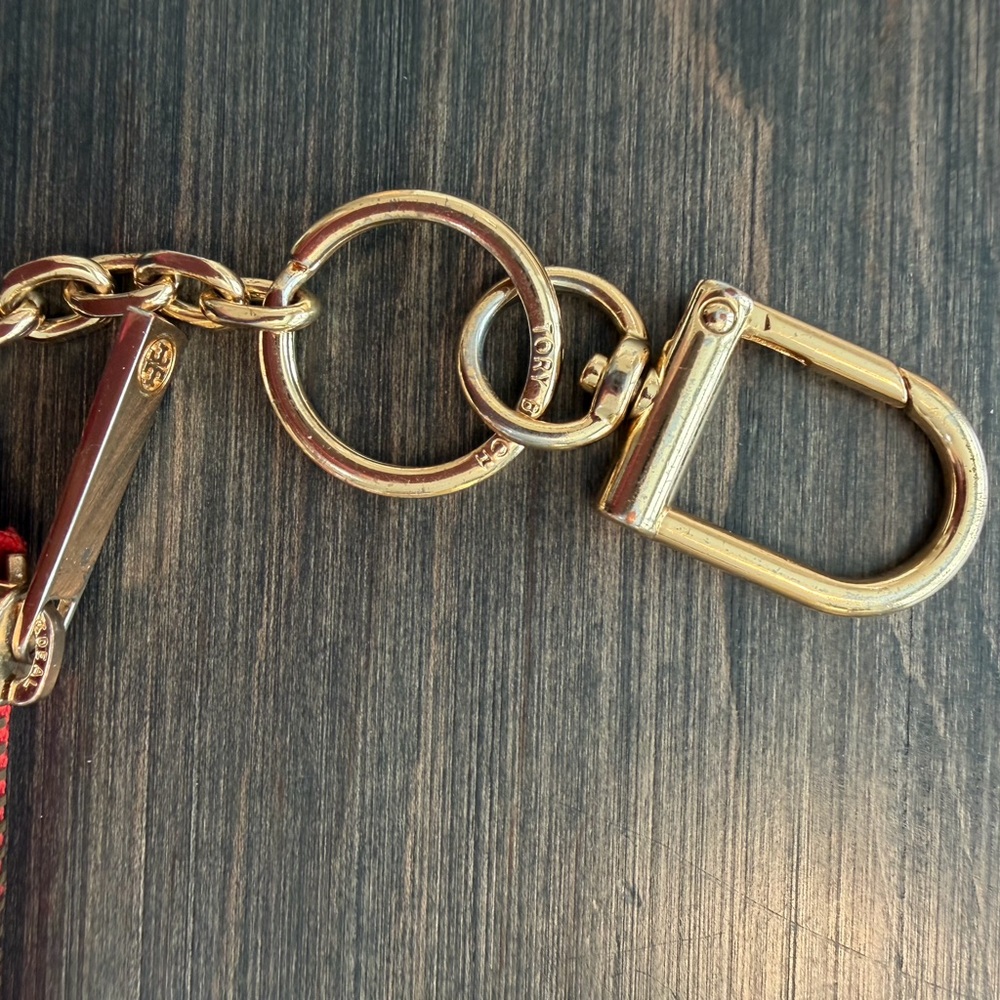 Tory Burch Red Leather Key & Card Holder with Gold Hardware - Picture 3 of 4